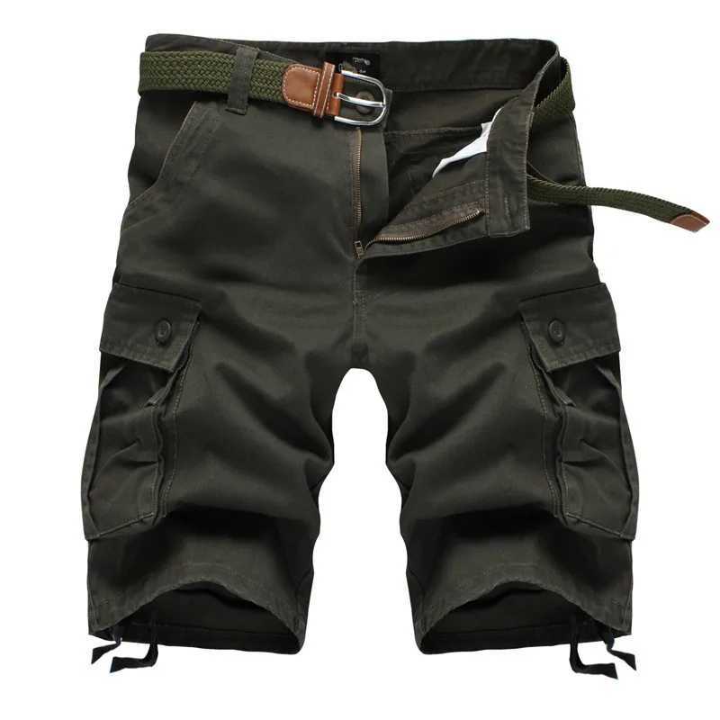 Men's Shorts 2024 Summer Men's Baggy Multi Pocket Military Cargo Shorts Male Cotton Khaki Mens Tactical Shorts Short Pants 29-44 No Belt J240124