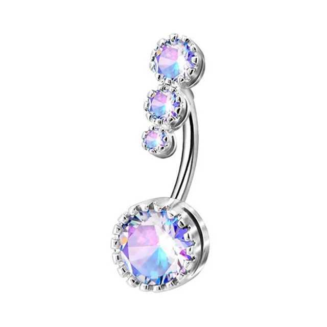 Anneaux de nombril anneaux de nombril en acier inoxydable rond cristal CZ balancent anneau de nombril Piercing de ventre pour les femmes Sexy bijoux de corps Ombligo 14G YQ240125