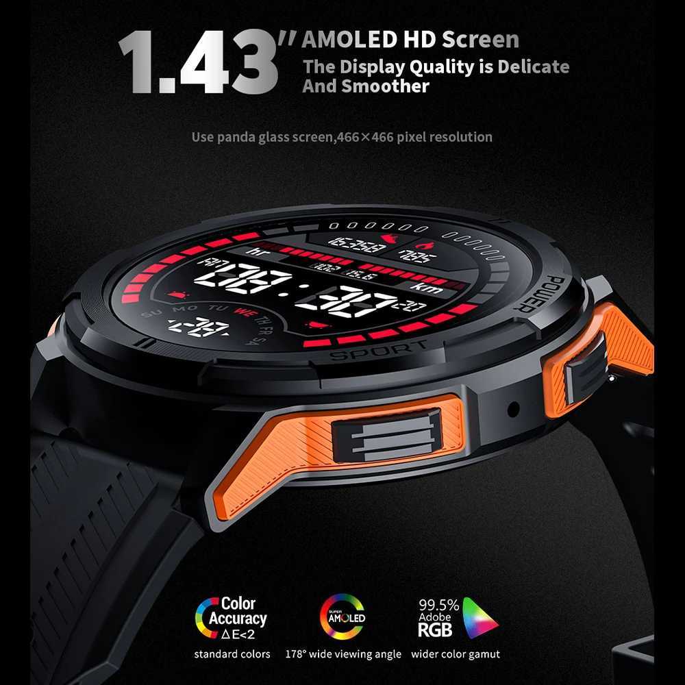 スマートウォッチSKMEI 410MAH AMOLED SMARTWATCH 1.43インチ1ATM防水心拍数モニターペドメーターBluetooth Call Smart Watch for Android IOS YQ240125