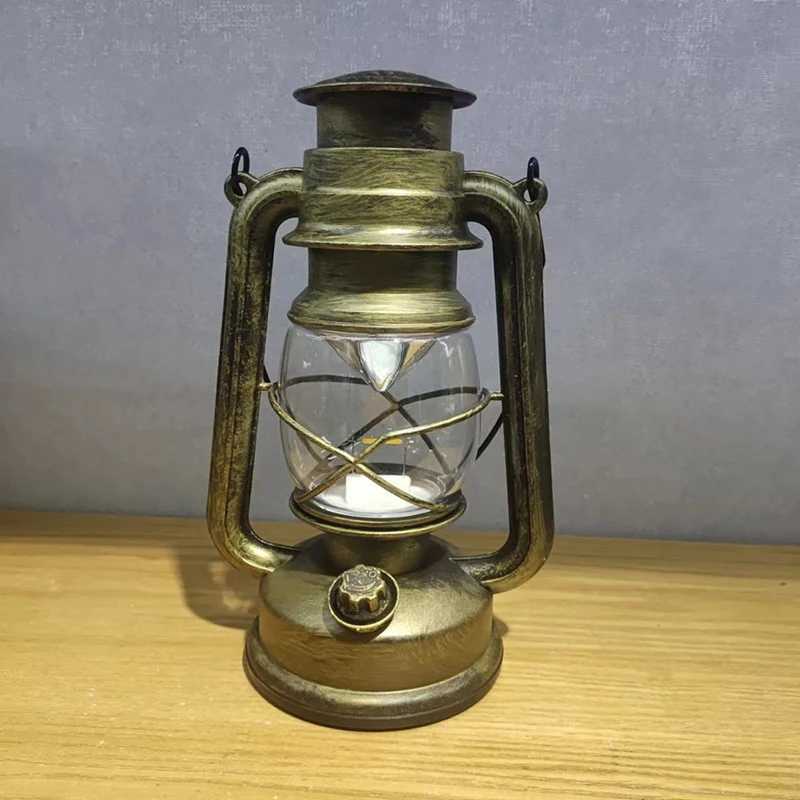 Lanterna de acampamento superior!-25cm ferro antigo bronze lanternas de óleo capa portátil lâmpada de acampamento ao ar livre luzes de vedação à prova de vazamento yq240124