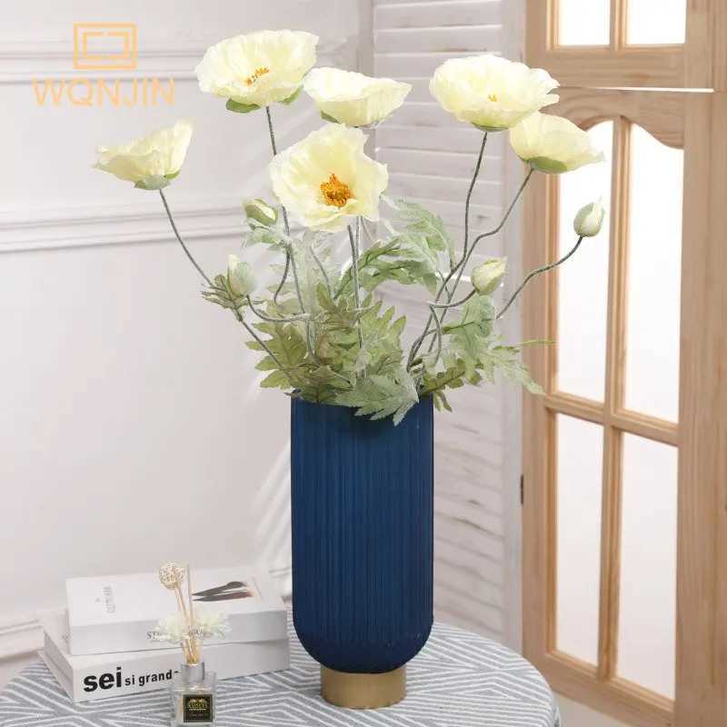 Finto verde floreale 74 cm lungo 2 teste fiori artificiali bouquet decorazioni la casa papavero artificiale fiore finto fai da te artigianato fatto a mano regalo decorazione di nozze YQ240125