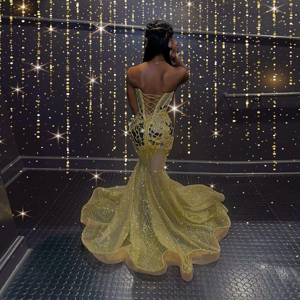 Vestido De graduación De sirena dorado brillante, vestido De fiesta De graduación De lujo sin tirantes con cuentas y lentejuelas, Vestidos largos De noche 2024