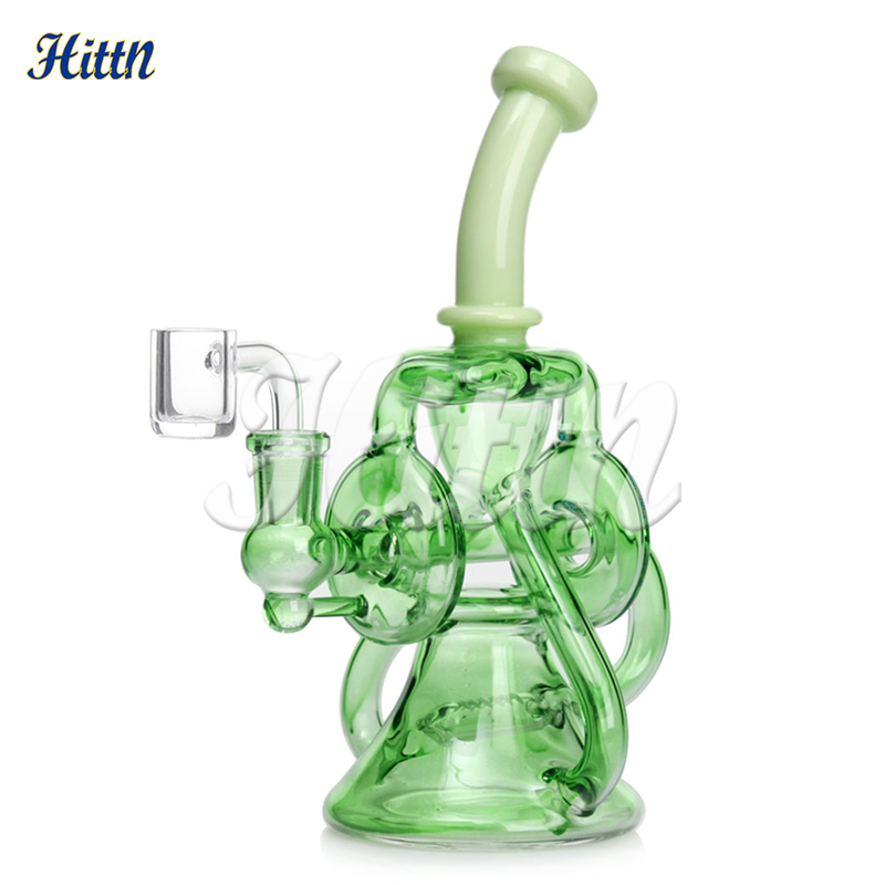 Recycler Bong Dab Rig Hookahs 8,7 tum 420 Glass Bong rökande vattenrör med 14 mm kvartsbanger