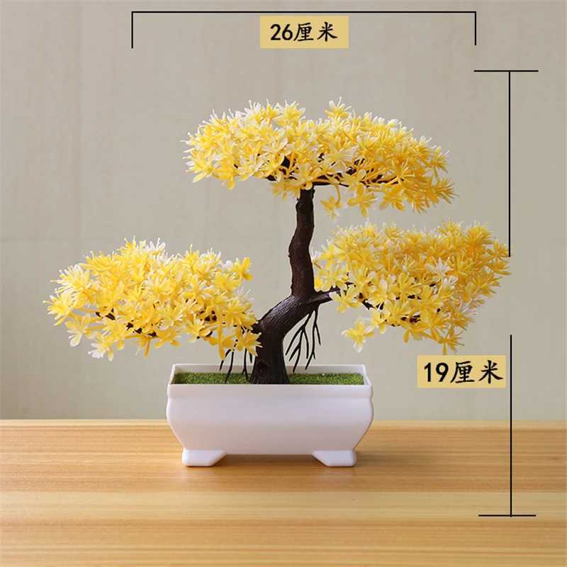 Kunstbloemen Groen Kunstmatige Plastic Planten Kleine Boompot Bonsai Nep Plant Ingemaakte Bloem Thuis Kamer Buiten Tuindecoratie YQ240125