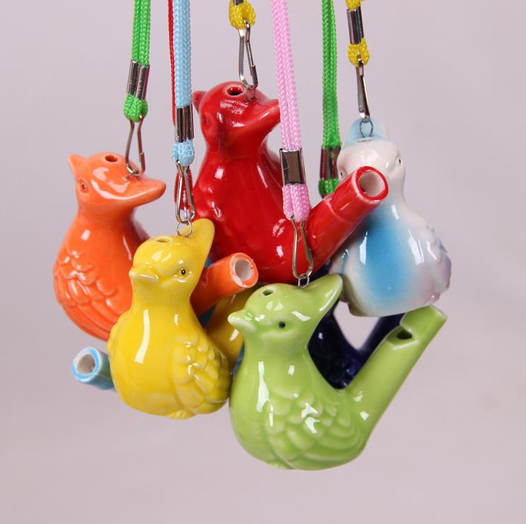 Party Favor Ceramic Water Bird Whistle With Rope Vintage Funny Musical Toys For Children Gift Educational Early Learning Painting Toy SN6326