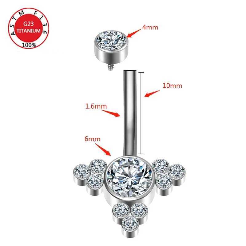 Pierścienie Navel Bell Button G23 Titanium Palm Dangle Belly Button Piersing Ring Girl Jewelry Curpes Krzywe Krzyki Bellybutton Pierścień sztangi dla kobiet YQ240125