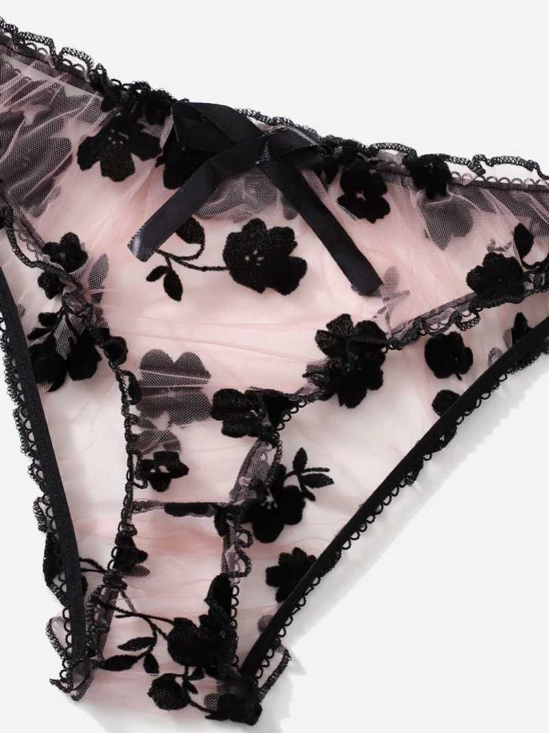 Sexy set sexy bloemenprint mesh lingerieset - pure tule bh-slipje voor dames - verleidelijke ondergoedlingerie