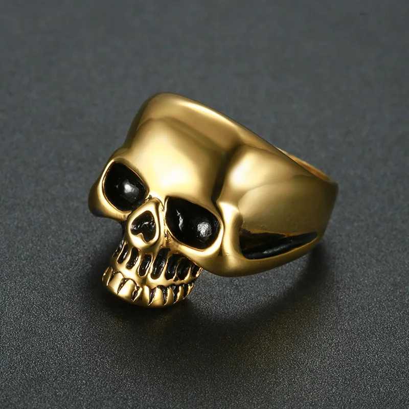 Anillos de banda Cabeza de calavera Anillos para hombres Acero inoxidable Joyería para mujeres Vintage Punk Rock Cool Stuff Accesorios de moda Regalo de Halloween al por mayor 240125