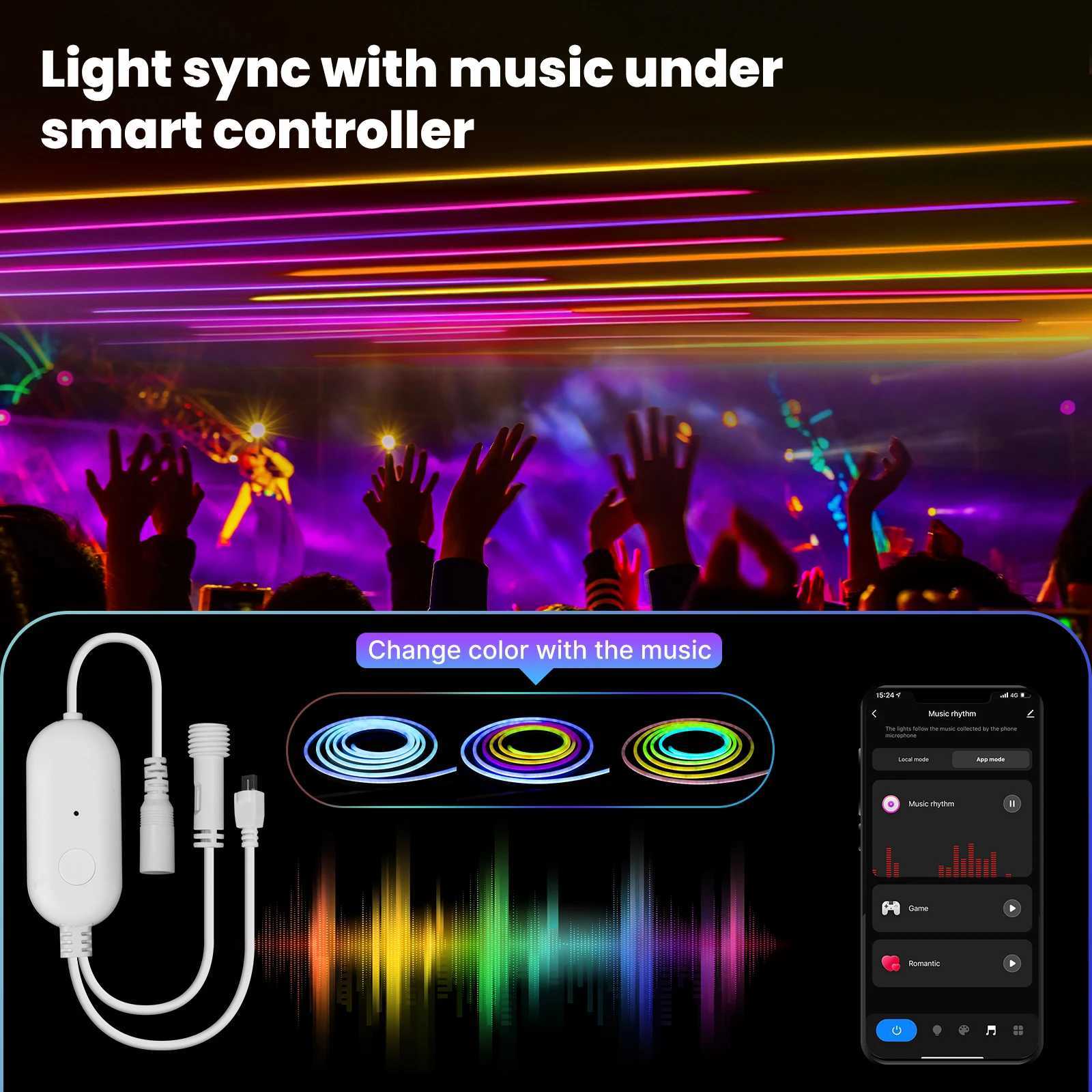 Sinal de néon LED MOES Wifi Smart Light Strip 16 milhões de cores RGB lâmpada de corda para TV Backlight Party Decor Trabalhe com Alexa Google Home YQ240126