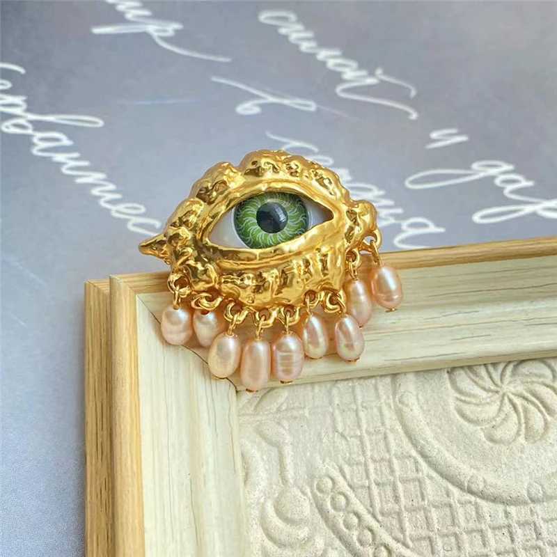 Bandringe HUANZHI Auge Süßwasserperle Quaste Ring Vintage Gothic Party Y2K Schmuck Geschenke für Frauen Europäisch Amerikanisch 2023 Neu Trendy 240125