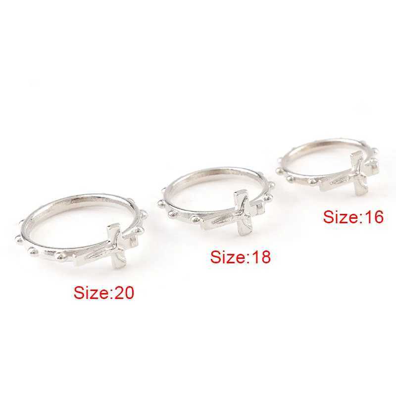 Bandringar korsar religiös ring set 12st/pack silver färg katolsk vigselring katolsk korsfix ring religiös bröllop smycken gåvor 240125