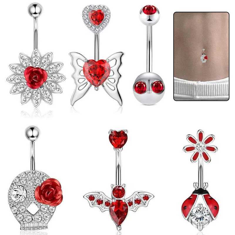 Nombril Bell Button Rings Angle Wings Rose Zircon Mode Haute Qualité En Acier Chirurgical Nombril Piercing Nombril Anneaux Belly Piercing Bijoux De Corps YQ240125