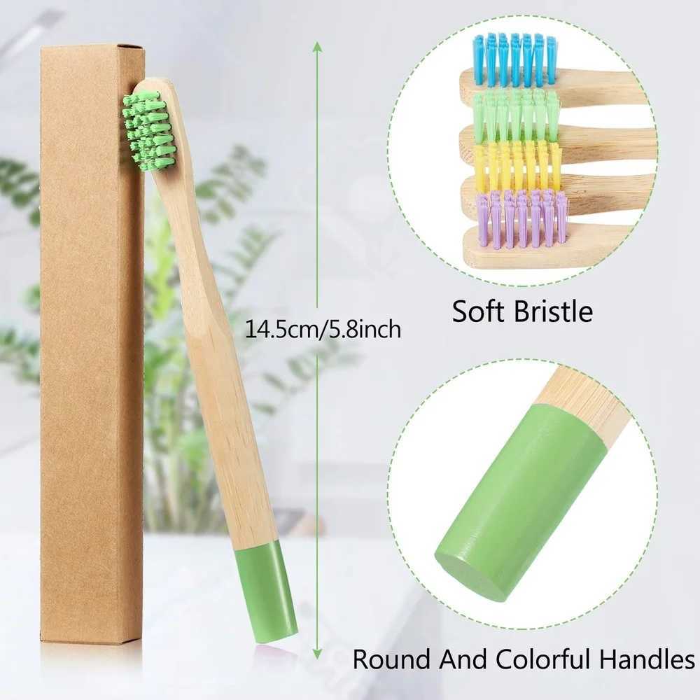 Brosse à dents 10 pièces brosse à dents en bambou pour enfants brosse à dents cylindrique naturelle brosses à dents en bois pour tout-petits brosse à dents biologique en bois sans BPA