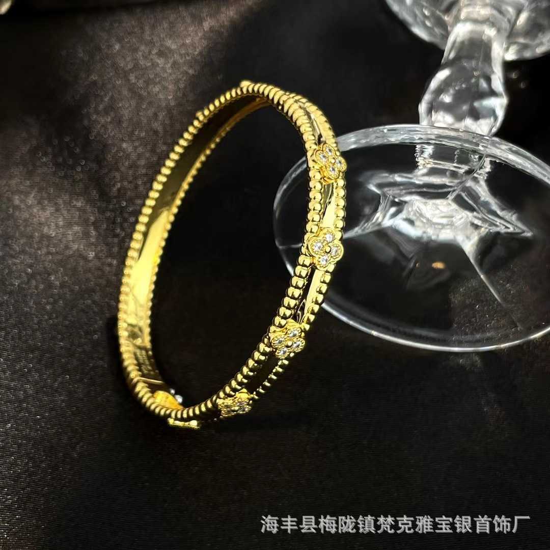 Bracelet kaléidoscope Van cl-ap de styliste plaqué avec boucle en or 18 carats, étoile pleine ciel, sensation de haute qualité, ensemble trèfle en diamant