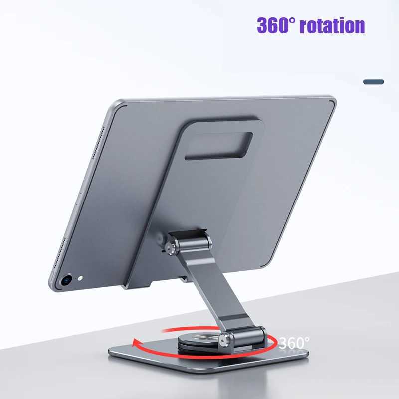 Tablet PC står 360 Rotation Justerbar vikning av aluminiumlegering Metall Stand Bracket Multifunktionell antislip Portable Desk Phone Holder YQ240125