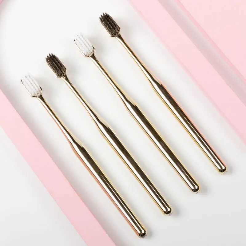 Toothbrush 2/Luxury Soft Toothbrush Men Women Adult Tooth Brush Electroplate Gold Color Dental Brushes Toothbrushes Teeth Cleaning Care