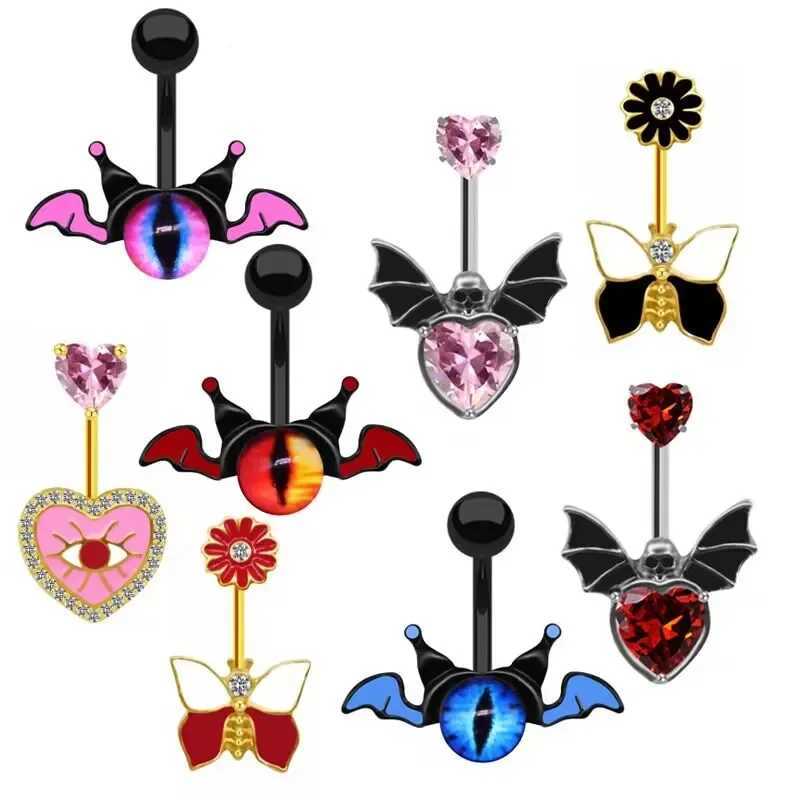 Navel Bell Button Ringen Punk Zirkoon Skelet Hanger Navel Ringen Chirurgisch RVS Navelpiercing Ring Body Piercing Sieraden Geschenken YQ240125