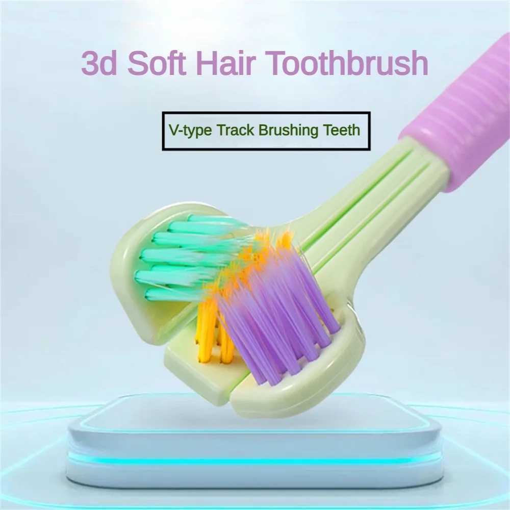 Toothbrush Stereo Three-Sided Toothbrush PBT Ultra Fine Soft Hair Adult Children'sToothbrushes Tongue Scraper Deep Cleaning Oral Care Teeth