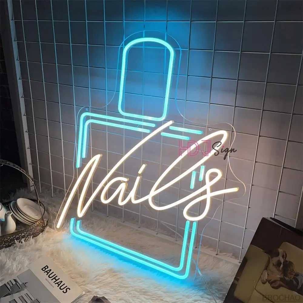 LED Neon Sign Nails Polish Neon Sign Beauty Salon Neon Led Lights Sign for Wall Decoration Lamps Indoor Store Home Room Decor Gift Girl YQ240126