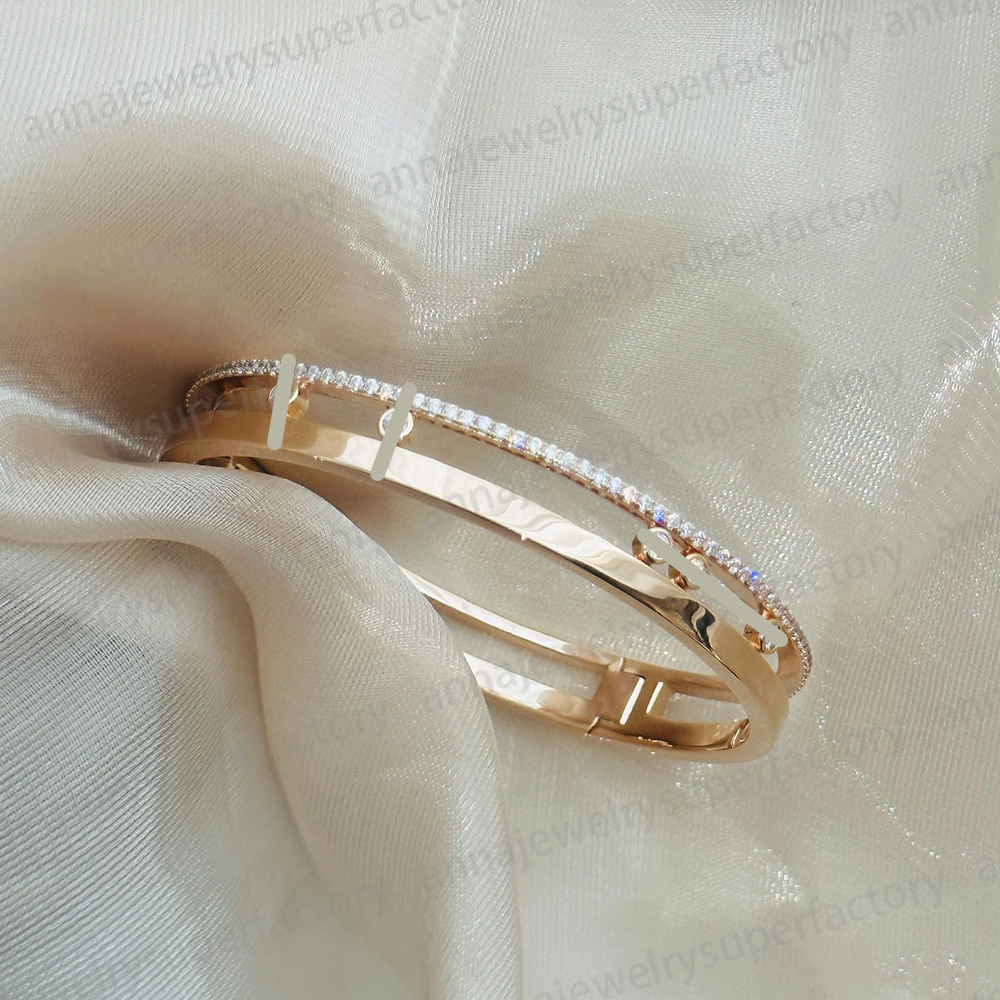 Designer M-serie bedelarmbanden oorbel voor dames S925 zilver 18K rosé goud zilver geometrische diamant glijdende drie diamanten topkwaliteit sieraden luxe cadeau
