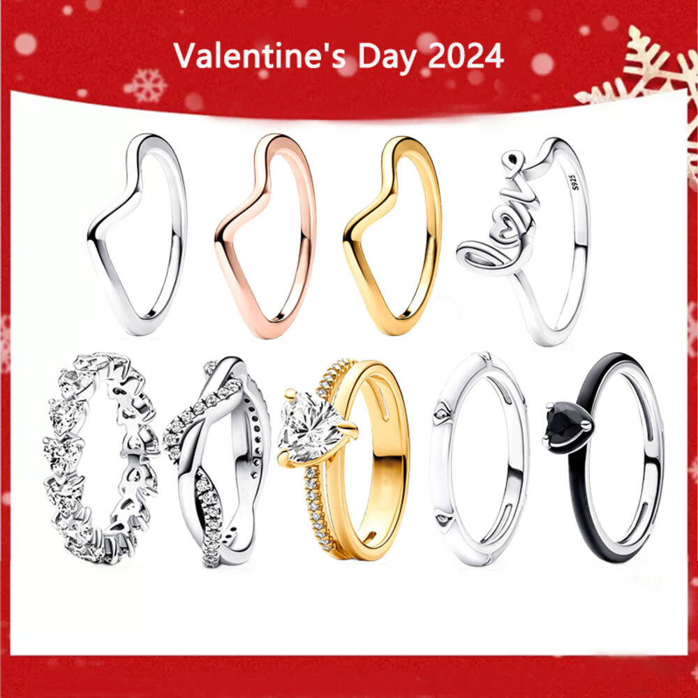 Echter, 100 % hochwertiger Original-Herzen-Eternity-Wellen-Ring für Damen, Valentinstag-Schmuckgeschenk