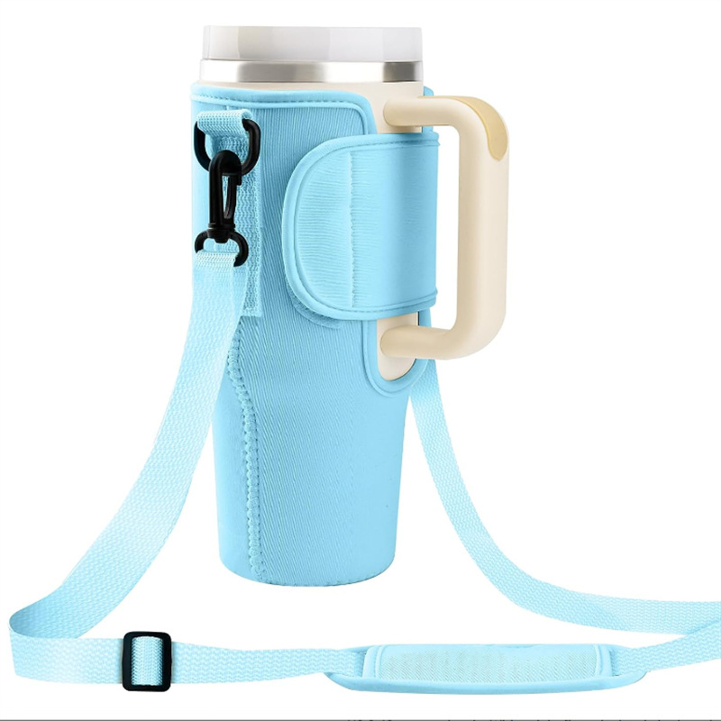 Water Bottle Holder with Strap Pouch and Handle fits for 40 oz Tumbler Water Cup Carrier Bag with Straps Bottle Pouch for Cup sea ship