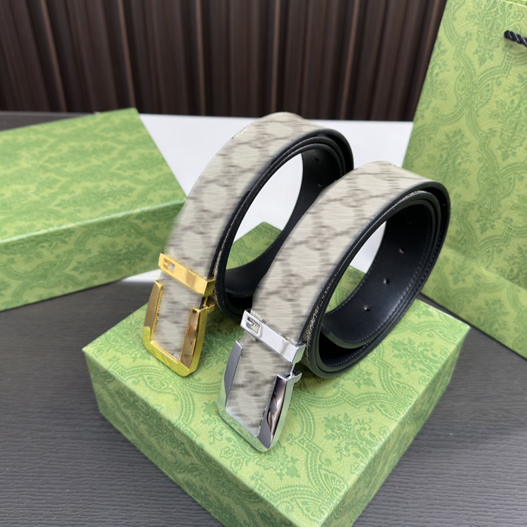 Men's designer belt gold silver alloy square letter buckle personalized design belts women's sweater jeans matching ceinture business waistband