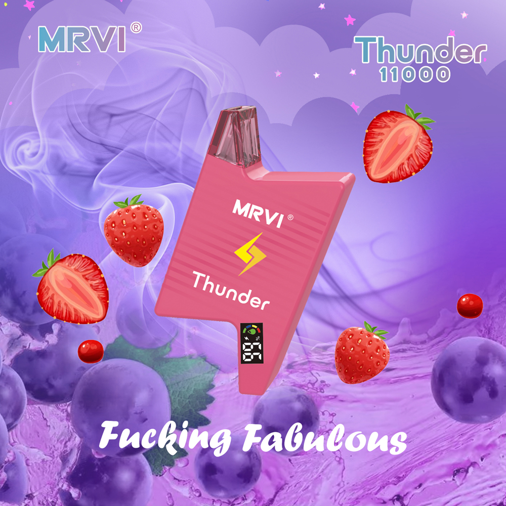 Authentic Puff 12K MRVI Thunder 11000 Puffs Bar Disposable Vape E Cigarette With Smart Screen Display Rechargeable 600mAh Battery 19ml Pod Vapes Desechable