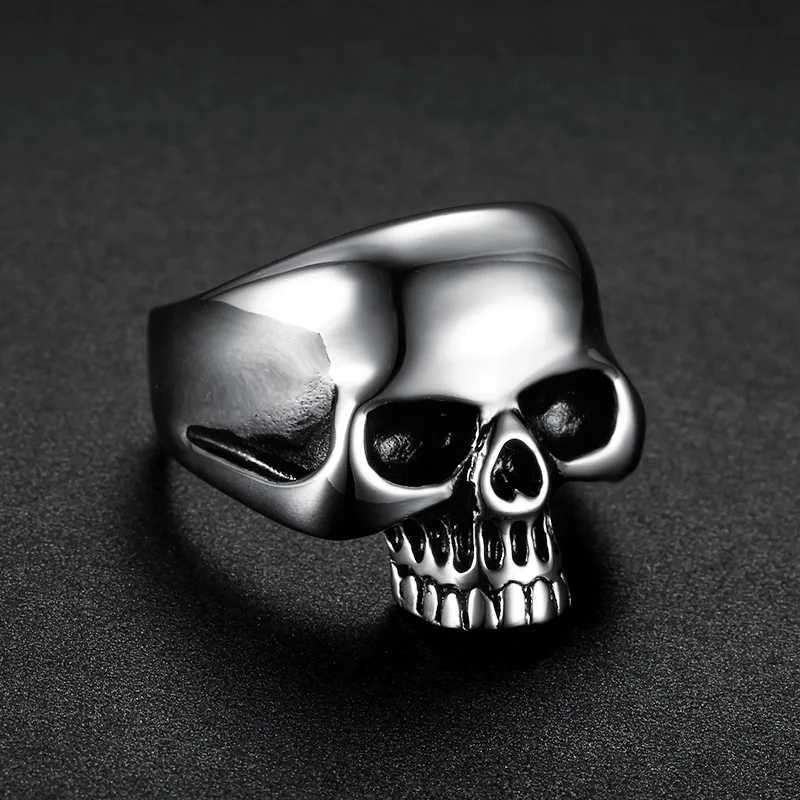 Band Rings Skull Head Men Rings Stainless Steel Women Jewelry Vintage Punk Rock Cool Stuff Fashion Accessories Halloween Gift Wholesale 240125