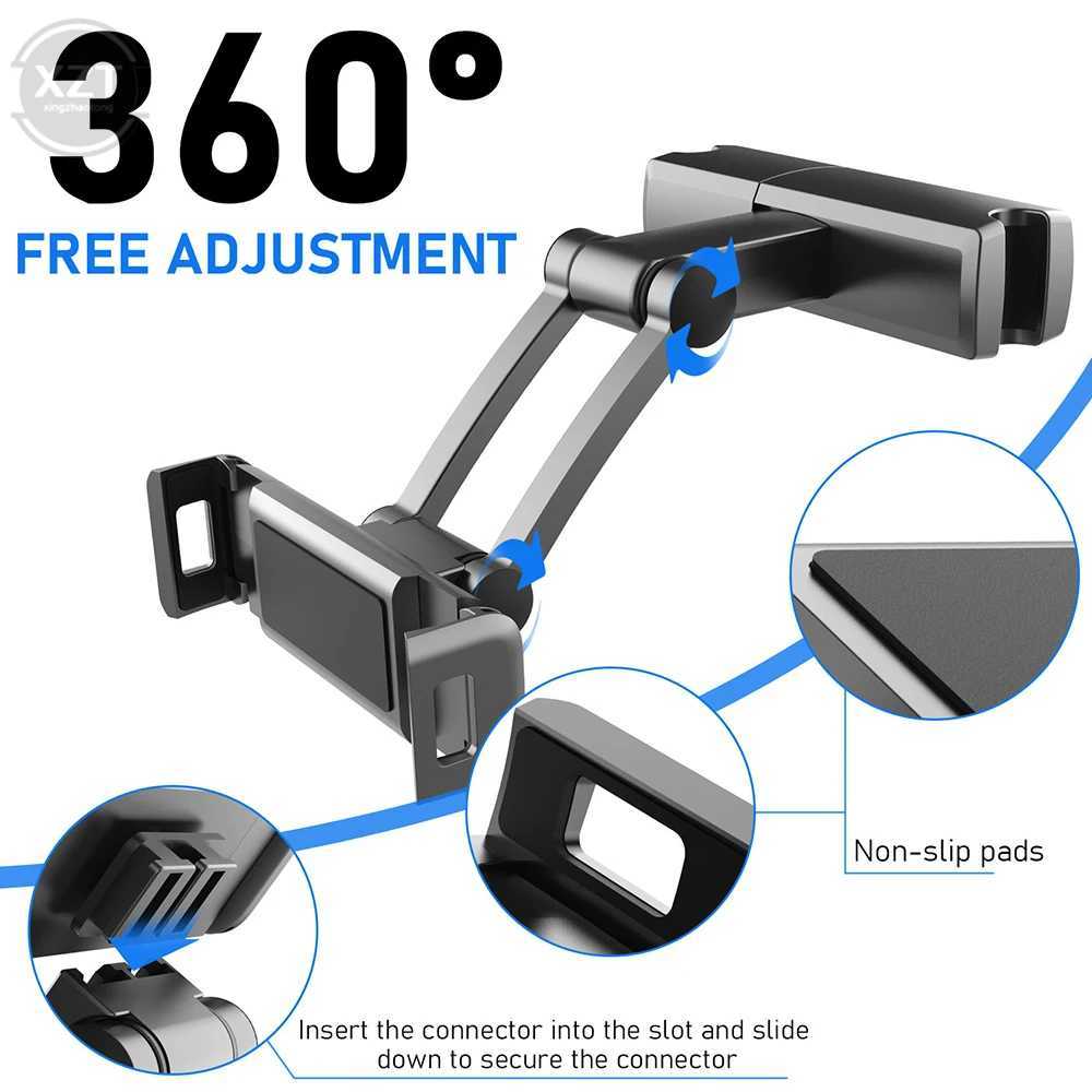 Tablet PC Stands 2022New Car Back Seat Headrest Phone Holder Stretchable Stand Rear Pillow Adjustment Bracket For Ipad Auto Backseat Mount YQ240125