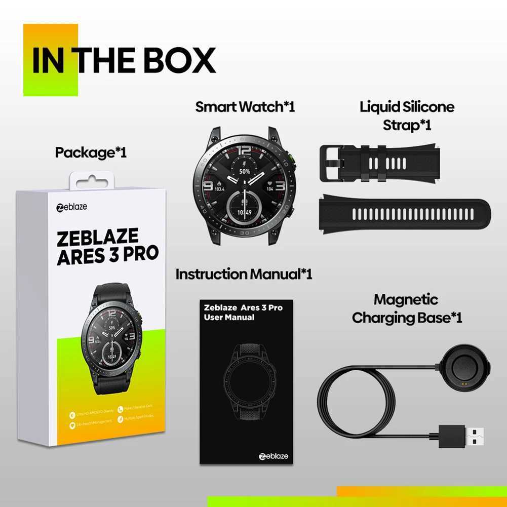 Smart Watches Zeblaze Ares 3 Pro Smart Watch 1.43-inch Ultra HD AMOLED Display Voice Calling 100+ Sports Modes 24H Health Monitor Smartwatch YQ240125