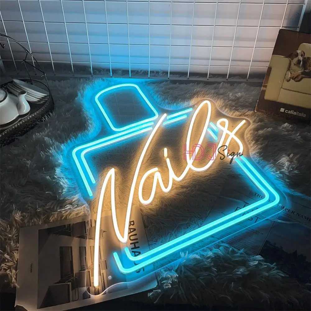 LED Neon Sign Nails Polish Neon Sign Beauty Salon Neon Led Lights Sign for Wall Decoration Lamps Indoor Store Home Room Decor Gift Girl YQ240126