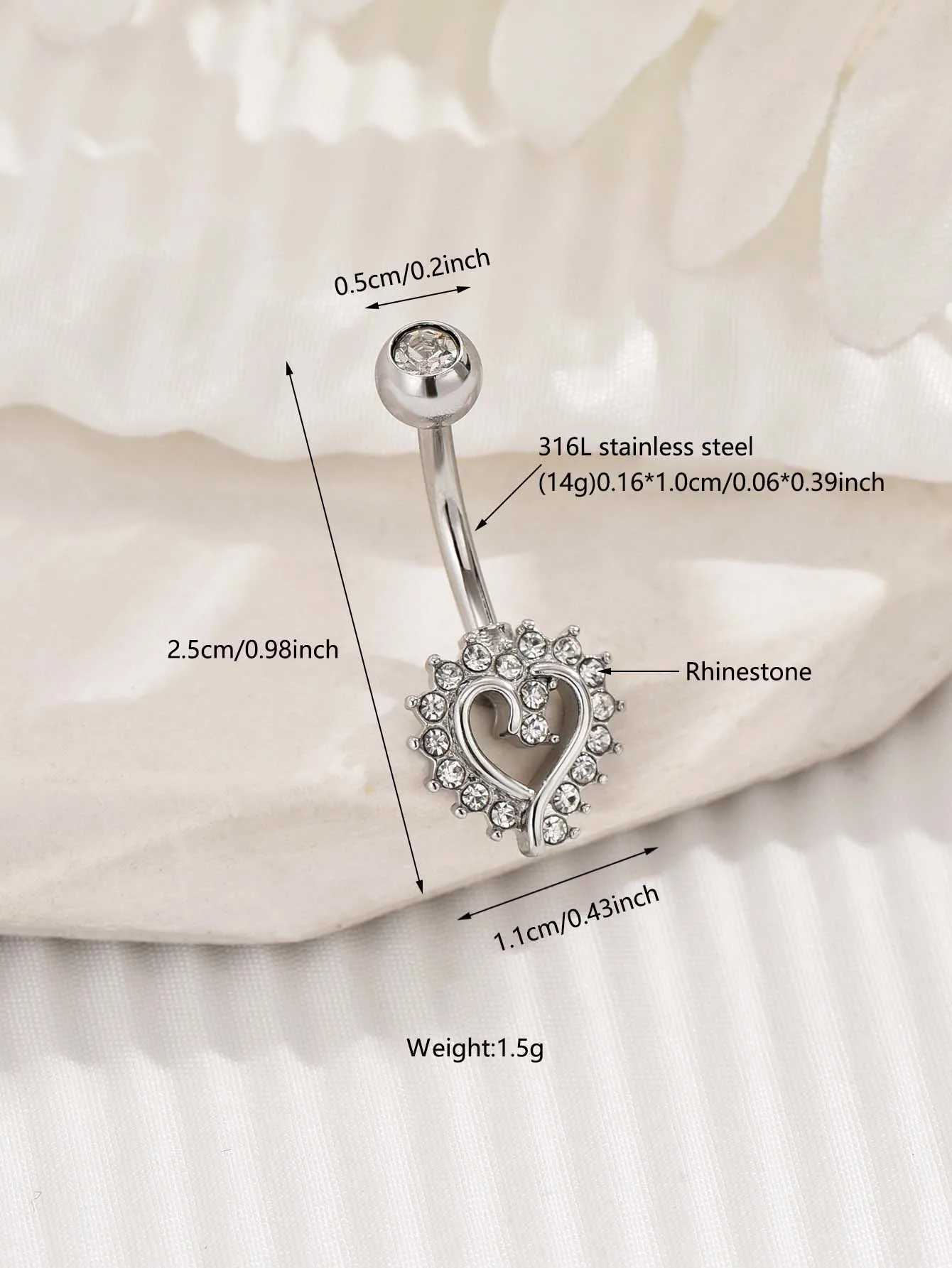 Anneaux de nombril 1 pièce anneaux de nombril en forme de coeur clair CZ 316L anneaux de ventre en acier inoxydable chirurgical lettre anneaux de nombril Piercing de ventre bijoux YQ240125