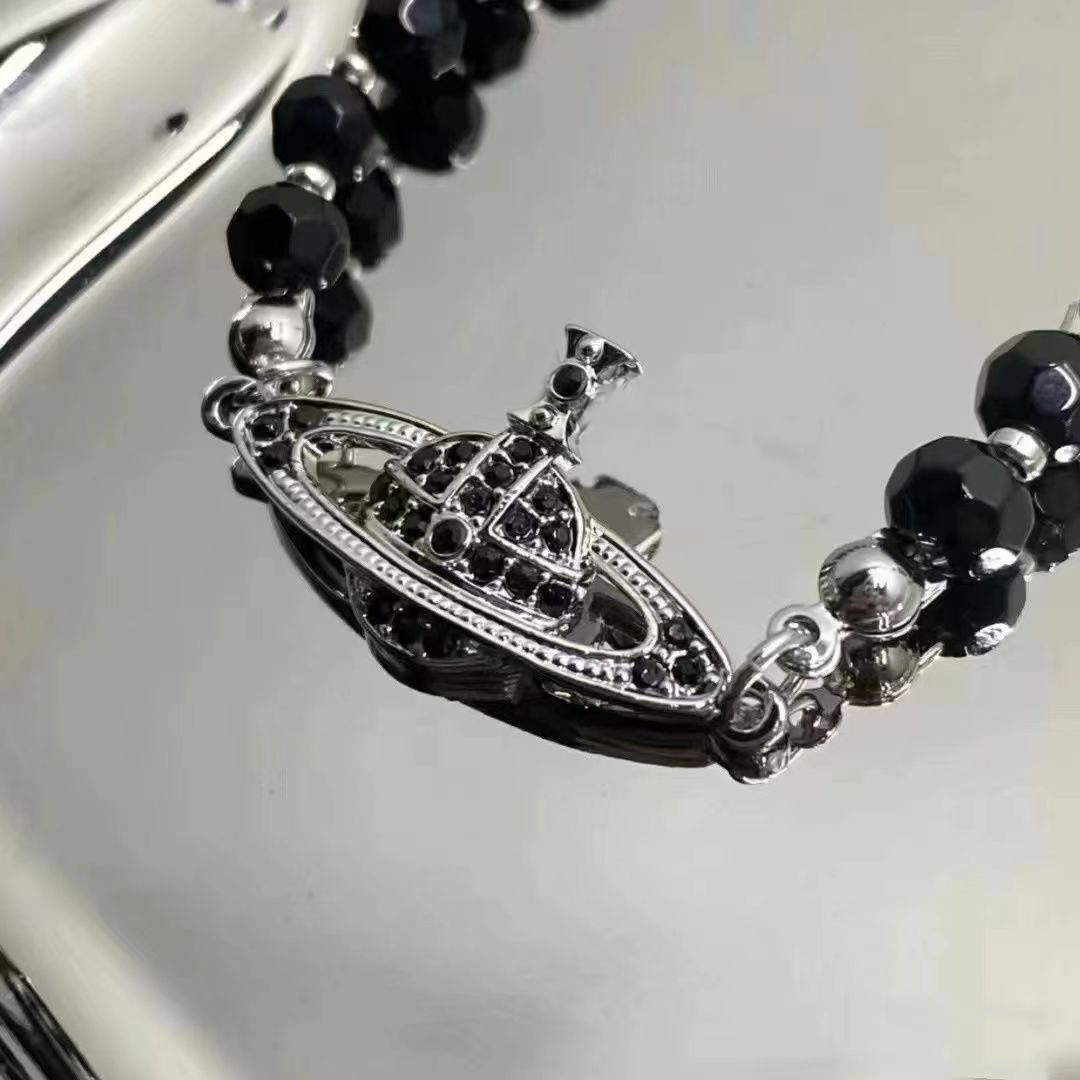 Saturn Black Onyx bracelet perle perles brin diamant tennis planète bracelets femme or designer bijouxaccessoires de mode logo boîte parfaite