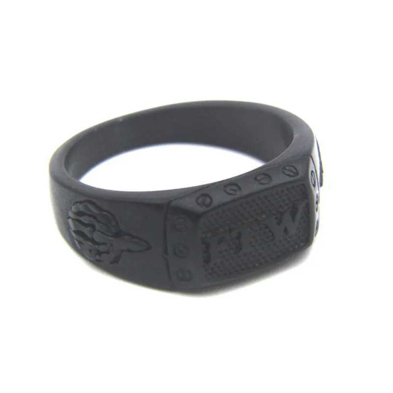 Bandringar solid ftw ring rostfritt stål retro punk Biker gyllene svart långfingerparty unisex ring storlek 7-13 240125