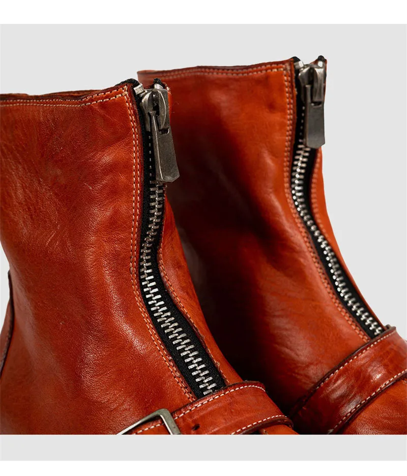 Bottines en cuir naturel faites à la main pour hommes, chaussures rétro de haute qualité, grande taille, printemps-automne, P25D50