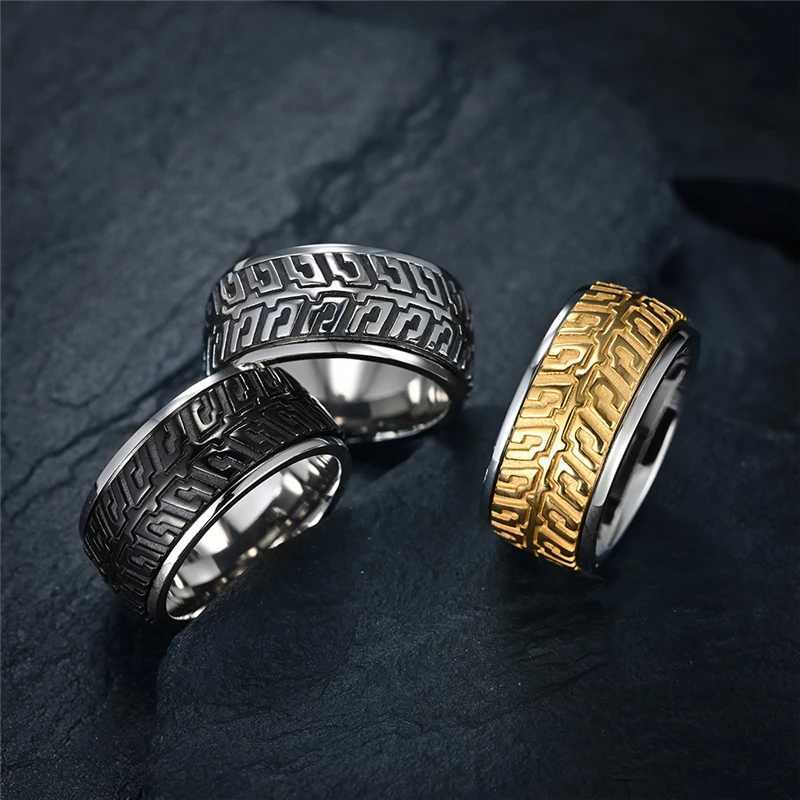Band Rings Rotatable Mini Tire Titanium Hip Hop High Quelity Fine Stainless Steel Male Female Ring Polished No Fading JZ405 240125