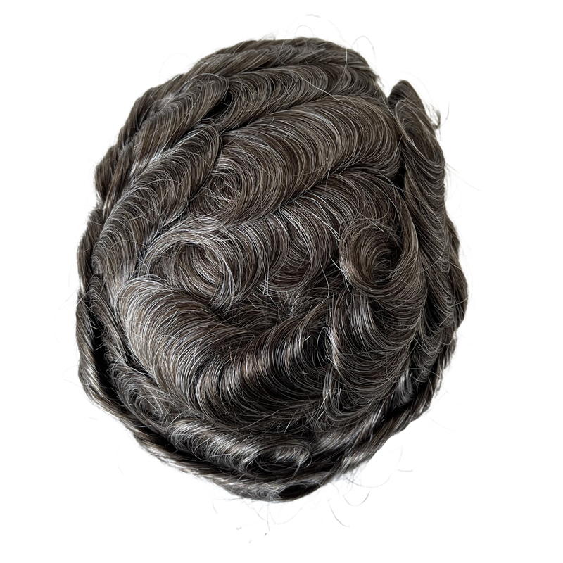 Burmese Virgin Human Hair Systems 32mm Wave #3/8x10 Toupee Full Swiss Lace Unit for White Men