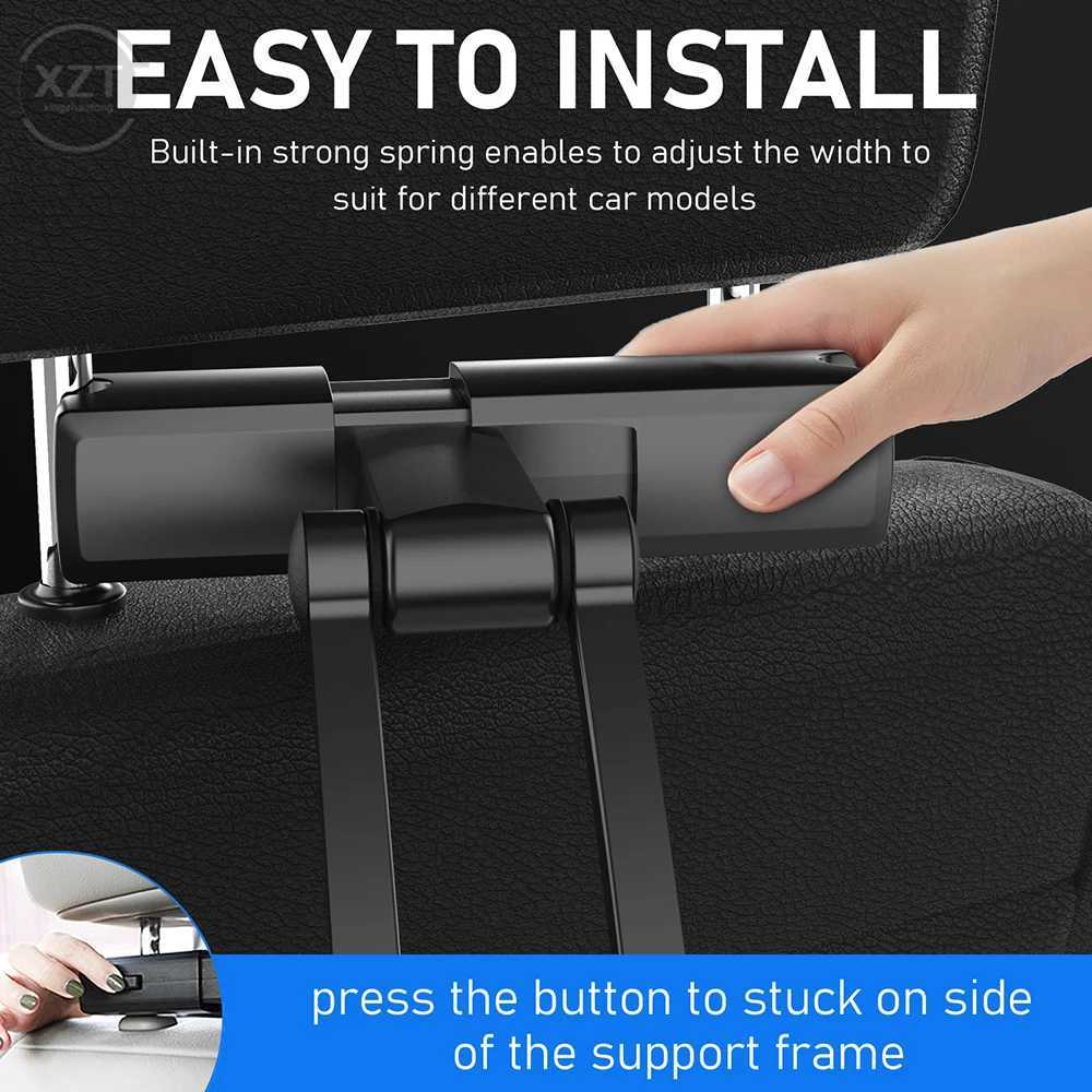 Tablet PC Stands 2022New Car Back Seat Headrest Phone Holder Stretchable Stand Rear Pillow Adjustment Bracket For Ipad Auto Backseat Mount YQ240125
