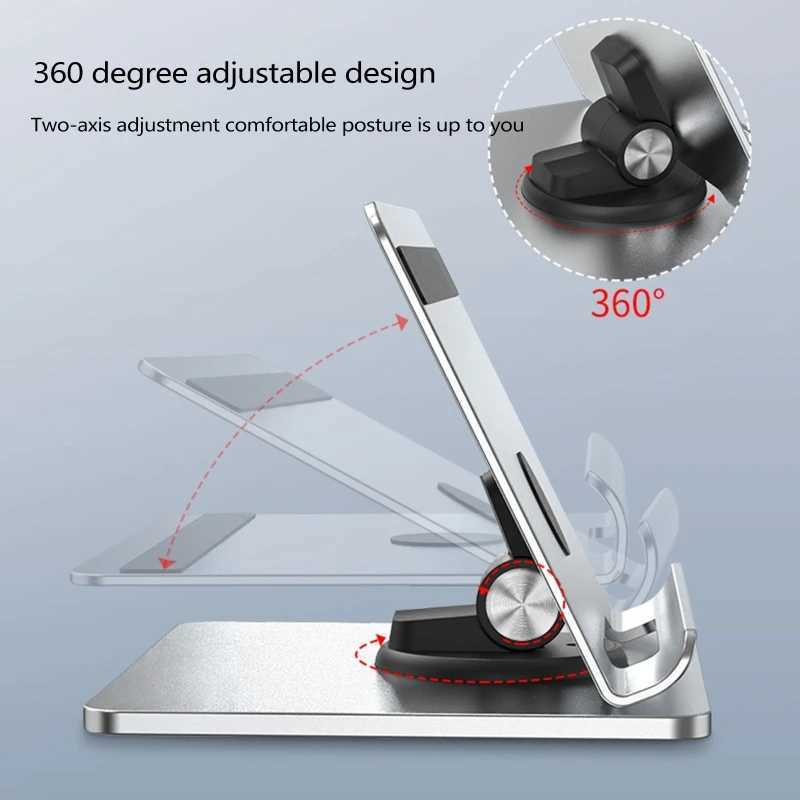 Tablet PC Stands Aluminium Tablet Stand Universal Mobile Telefon Holder Angle Justerbar 360Rotation Non-Slip Desktop Base för 4-13 '' Pad YQ240125