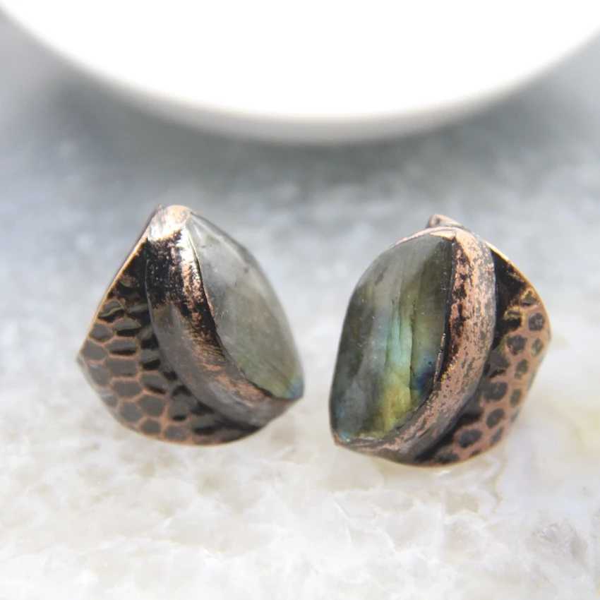 Band Rings Natural Labradorite RingsSoldered Bronze Flash Stone Adjustable Rings Antique Brass Style Boho Vintage Jewelry Gift For Women 240125