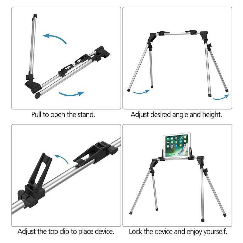 Tablet-PC-Ständer, Tablet-PC-Ständer, Metall-Tablet-Ständer, faltbarer Telefonhalter, faules Bett, Boden, Schreibtisch, Stativ, Desktop-Halterung für iPhone x 11, iPad, Boden-Schreibtisch-Stativ YQ240125