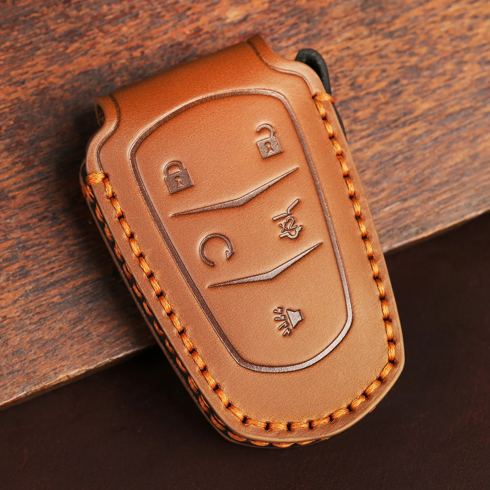 4 5 Button Genuine Leather Car Key Cover Case Fob Keyring Shell for Cadillac ATS CT6 CTS DTS XT5 Escalade ESV SRX STS XTS ELR