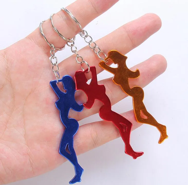 Creative Multi Function Openers Sexy Girl Shaped 2 in 1 Aluminum Alloy Beer Bottle Opener Keychain Ornaments SN6070