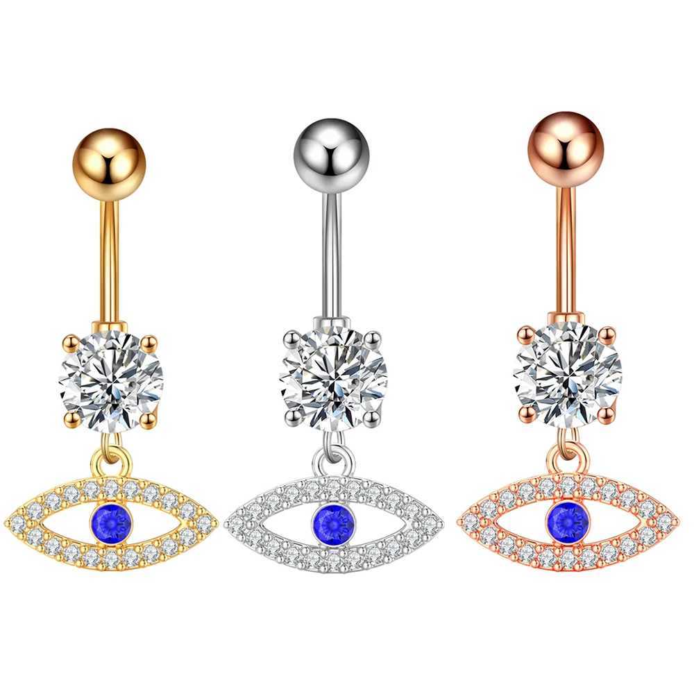 Navel Bell Button Rings Gold Color Series Crystal Belly Button Rings Snake Flower Heart Belly Ring for Women Stainless Steel Dangled Navel Piercing YQ240125