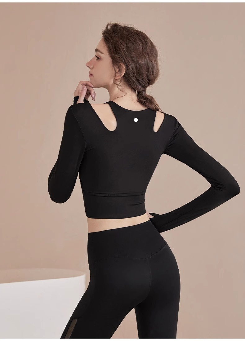 lu Camicia da yoga da donna Completo manica lunga Girocollo Traspirante Senza cuciture Donna Fintness Palestra Maglietta estiva corta e attillata 3302