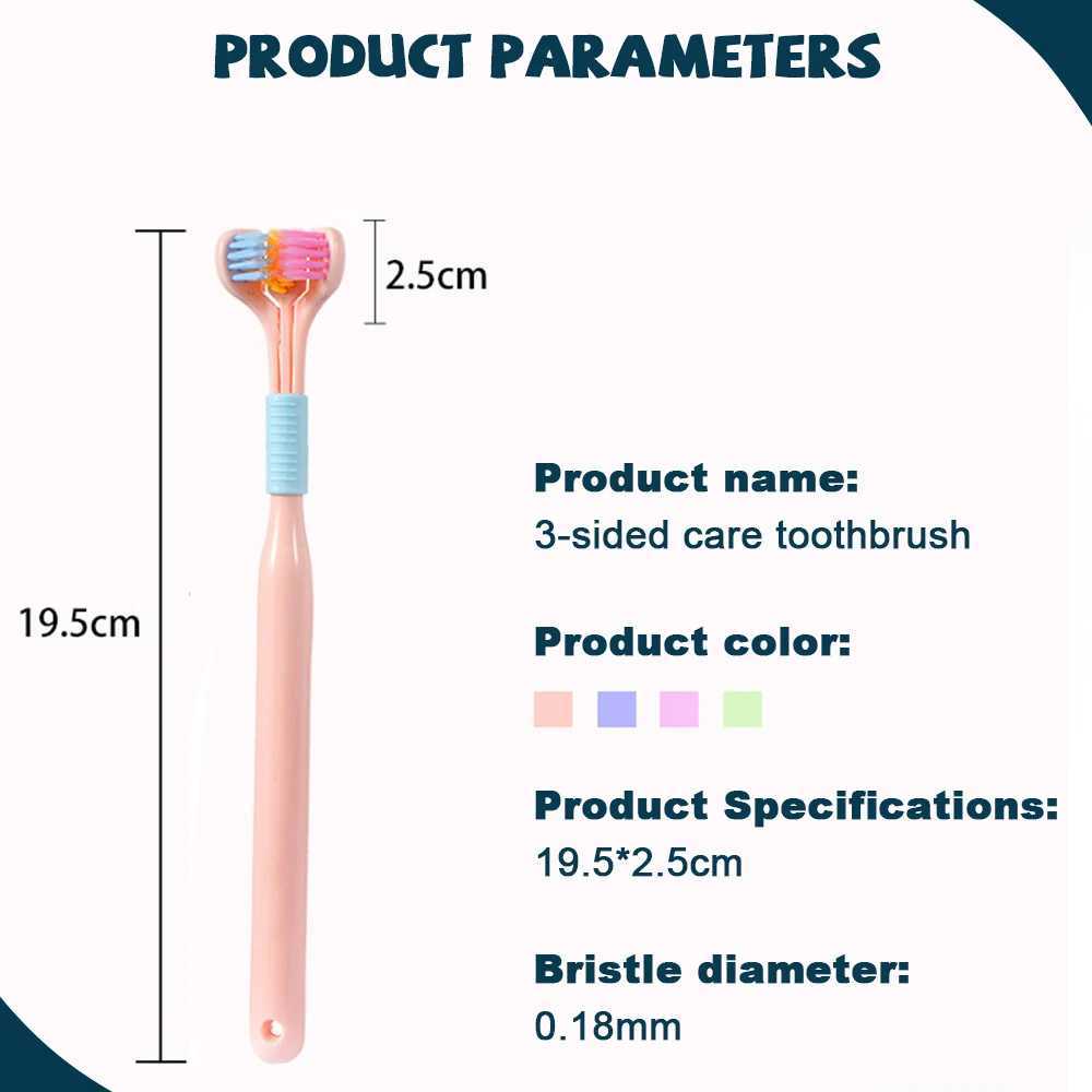 Toothbrush 3D Stereo Three-Sided Toothbrush PBT Ultra Fine Soft Hair Adult Toothbrushes Tongue Scraper 360 Cleaning Oral Care Teeth Brush