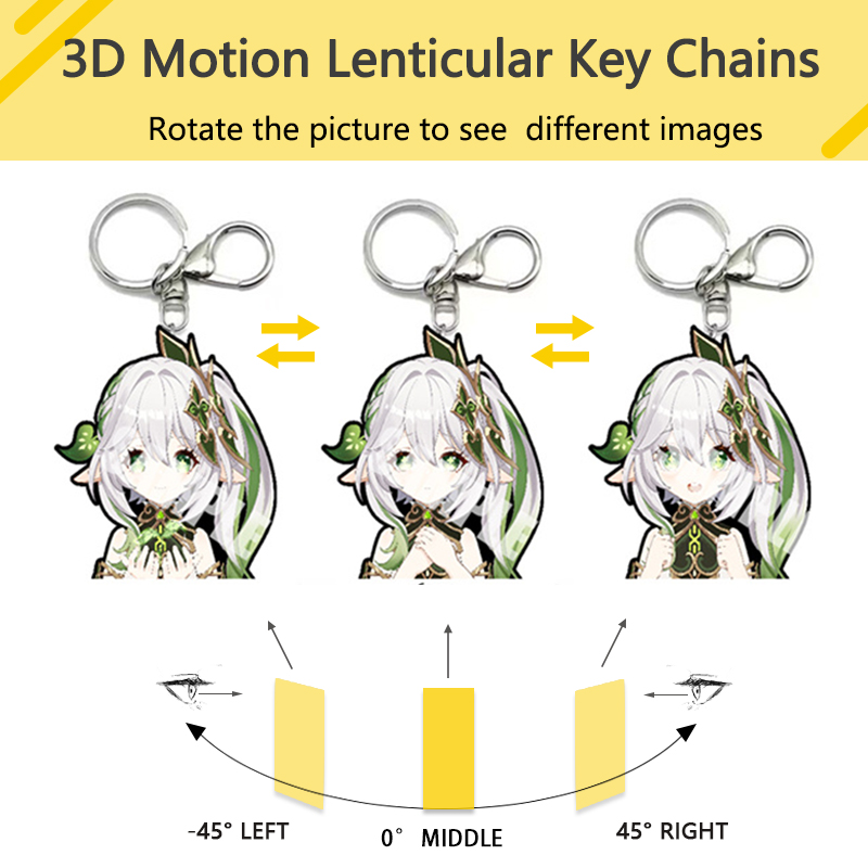 Оптовая продажа 3D аниме Genshin Impact Nahida Motion брелки двухстороннее изображение с переворотом 2-3 изображения сумка убийцы демонов автомобильные аксессуары