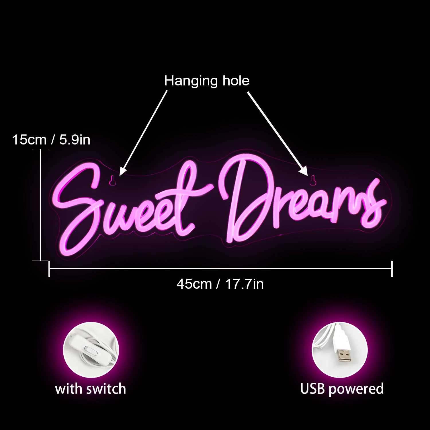 LED Neon Sign Ineonlife Sweet Dream Neon Sign Custom LED Lamp Wedding Party Valentine's Day Marriage Proposal Room Mural Style Wall Decor Gift YQ240126