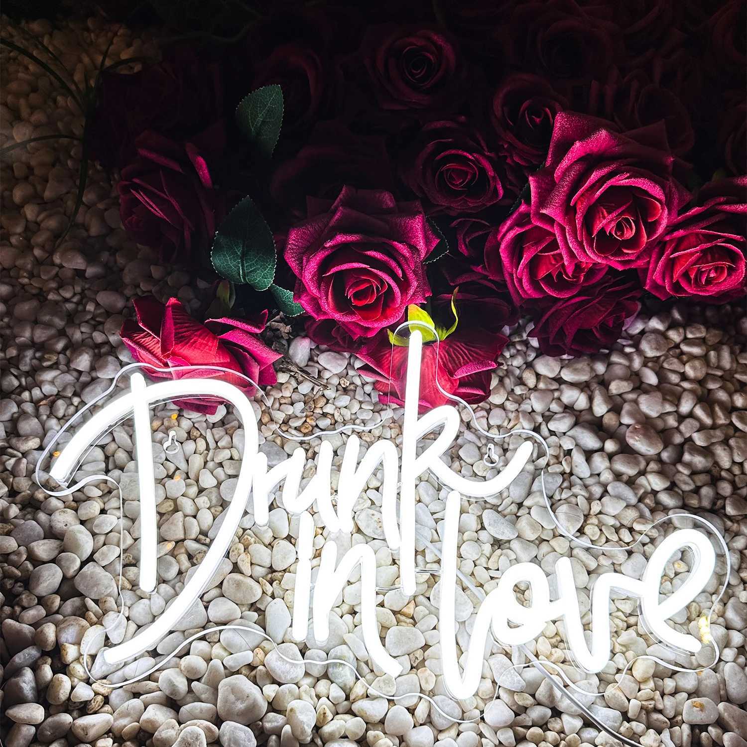 Led Neon Sign Drunk in Love Neon Sign LED LIGHTS Bedroom Wall Wedding Birthday Valentine's Day Party Bar Home Restaurant Art Decoration Lamps YQ240126